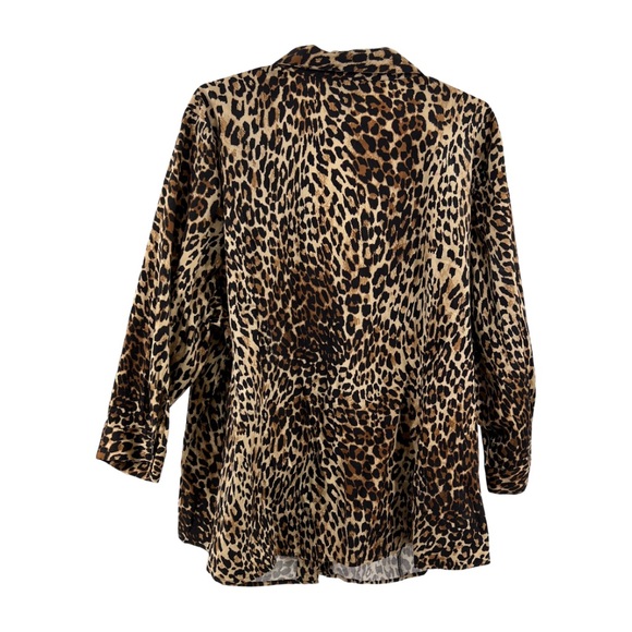 Lane Bryant button up leopard print top 28 cotton plus casual office work - Picture 2 of 8